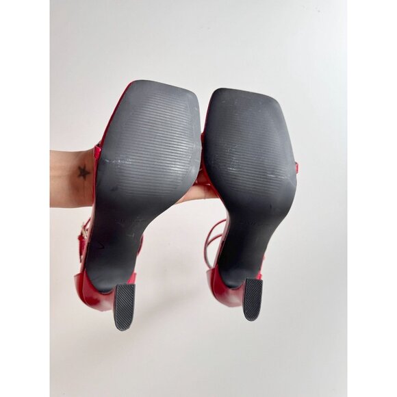 NWOT CALL IT SPRING Biancah Red Vegan Patent Double Ankle Strap Sandals, Size 8 - Picture 8 of 11